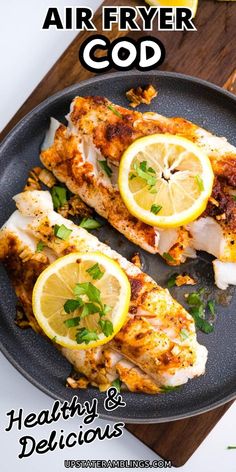 Air Fryer Cod  for dinner Pinterest pin. Air Fryer Cod Recipe, Air Fryer Cod, Breaded Cod, Cod Fish Recipes, Cod Recipe