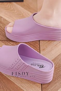 Fisdy - Premium Womens Thick-Soled Slippers with Slip-Resistant Sole for Enhanced Style and Safety Ladies Slides, Fashion Slippers, Womens Slippers, Slippers, Technology, Women Shoes, Purple, High Quality, Clothes