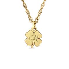 This shamrock pendant can be personalized with a single initial. The charm suspends along an 18.0-inch rope chain that adjusts to 16.0 inches and secures with a spring-ring clasp. Personalized Initial Pendant Necklace For Good Luck, Initial Pendant, Personalized Necklace, Rope Chain, Spring Rings, Personalized Jewelry, Initials, Gold Necklace, Chain