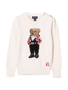 Pullover Polo Bear from Polo Ralph Lauren Mode Zara, Skandinavian Fashion, Ralph Lauren Pullover, Girls Jumpers, Ivory Sweater, Ralph Lauren Logo, Ralph Lauren Kids, Polo Bear, Kenzo Kids