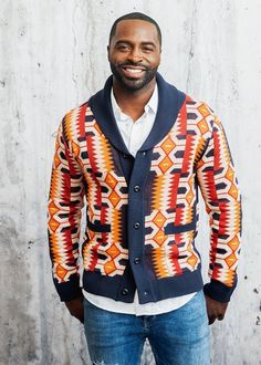 Aren African Print Button-Up Cardigan Sweater (Cream Orange Kente) – D'IYANU African Print Shirt, Fall Suit, African Wear Styles For Men, Sweater Cream, African Inspired Fashion, Summer Fashion Dresses, African Men Fashion, Sweater Men, African Men