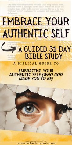 the front cover of embrace your authentic self bible study, with an eye looking through torn paper