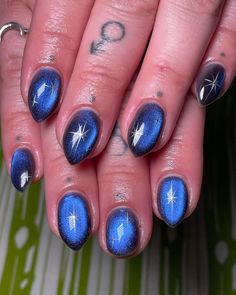 Look at these fucking gems 🤌🤌 . . . #nailedit #nails #nailsinspiration #nailsofinstagram #nailstagram #nailstoinspire #nailart #icegel… | Instagram Mood Ring Nails, Blue Gem Nails, Blue Velvet Nails, Blue Cat Eye Nails, Short Acrylic Nail Ideas, Dance Nails, Ring Nails, Velvet Nails, Sky Nails