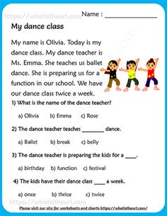 the worksheet for teaching children to dance