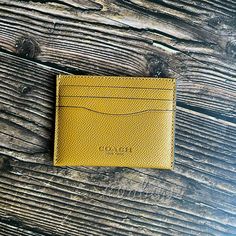 Nwt Coach Leather Card Case Wallet Holder The Very Compact And Functional Card Case In Leather. The Little Pop Of Yellow Makes This A Great Accessory. Nice Little Piece To Use In Smaller Crossbody Bags Or Purses. Details Material - Crossgrain Leather Color - Amber Dimensions - 4”L X 3”H Approximately 6 Credit Card Slots Center Slip Pocket Comes From A Smoke Free And Pet Free Home. Any Questions, Please Ask. Pop Of Yellow, Coach Coin Purse, Snap Bag, Butterfly Bags, Wrist Wallet, Silver Keychain, Id Wallet, Leather Key Fobs, Card Case Wallet