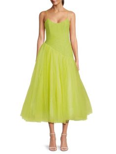 Bold Wedding Guest Dress, Yellow Wedding Guest Dress, Yellow Wedding Guest Dresses, Lime Green Dress, Bridal Party Outfit, Tulle Midi Dress, Tulle Maxi Dress, Elegant Bridesmaid Dresses, Green Bridesmaid Dresses