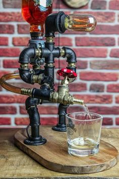 an old fashioned faucet is being used as a drink dispenser