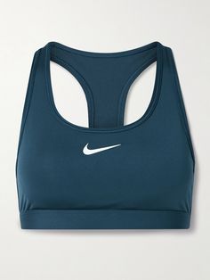 Nike's sports bra is specially designed for medium-impact workouts, like jogging and dance sessions. It's made from moisture-wicking Dri-FIT and is fitted with removable padding that offers coverage and support. Women Gym Outfits, Wishlist Clothes, Hockey Outfits, Nike Clothes, Nike Bra, Holiday Finds, The Row Bag, Blue Sports Bra, Baby Wardrobe