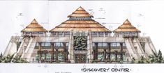 an architectural drawing of the discovery center