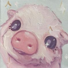 a painting of a pig with big eyes