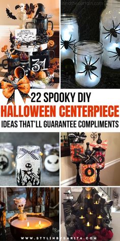 DIY Halloween centerpiece ideas Diy Halloween Centerpieces, Halloween Centerpieces Diy, Halloween Centerpiece Ideas, Halloween Table Centerpieces, Halloween Decorations Apartment, Spooky Diy, Halloween Centerpiece, Chic Halloween