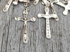 I OFFER HERE THIS  LOT of 10-20-30-50 pcs  Crucifix Cross For Rosary Christian Pendant Necklace For Rosary. With purchase of this set you buying set  silver tone crosses. This cross can be perfect for a rosary cross or necklace. Each Cross is made in Italy Back side of crucifix has image of Our Lady of Medjugorje and the word "Medjugorje" and the words "MIR MIR MIR" (which means PEACE in the Croatian language) .   Feel free to ask any questions pertaining to this item. Thank you. I Shipp Worldwide - Silver Cross Rosary As Gift, Nickel-free Silver Cross Rosary, Croatian Language, Our Lady Of Medjugorje, Catholic Crucifix, Rosary, Silver Tone, Halloween Shopping, Pendant Necklace