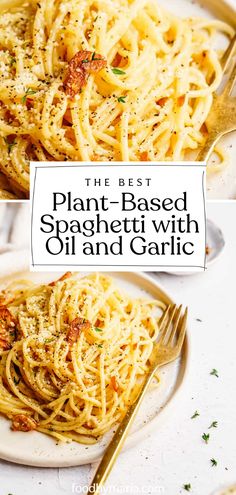 the best plant - based spaghetti with cilantro garlic on a white platter