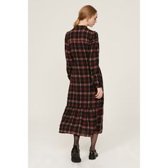 Red plaid polyester blend (98% Polyester, 2% Spandex). Shirt dress. Long sleeves. Crew neck. Front button closure. 48" from shoulder to hemline. Imported. Plaid Long Sleeve Dress For Daywear, Casual Plaid Midi Length Dress, Casual Plaid Midi Dress For Fall, Fitted Plaid Midi Dress, Plaid Long Sleeve Midi Dress For Fall, Long Sleeve Plaid Midi Dress For Fall, Long Sleeve Plaid Dress For Fall Daywear, Plaid Button-up Dress For Fall, Fall Plaid Button-up Dress