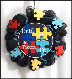 a clock made out of puzzle pieces with the words until all the pieces fit