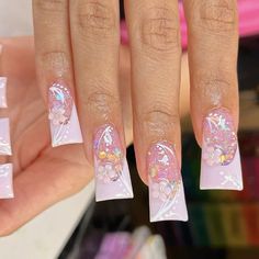 Y2k Duck Nails, Pink Duck Nails, Nails Reference, Flare Nails, Pink Duck, Duck Nails, Drip Nails, Dope Nail Designs, Short Square Acrylic Nails