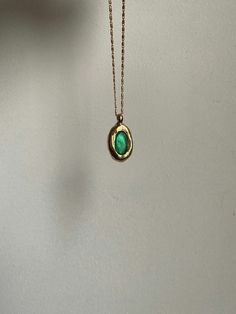 Bohemian Style Jewelry, Emerald Necklace, Funky Jewelry, Brass Glass, Brass Chain