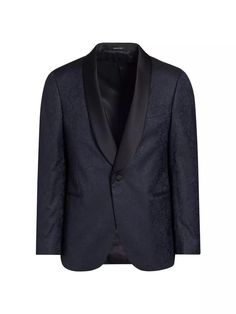 ONLY AT SAKS. A sparkle effect enhances the floral jacquard patten on this Saks Fifth Avenue suit jacket. Crafted in a blend of wool, the tailored design fastens with a classic one-button closure..Shawl collar.Long sleeves.Chest welt pocket.Side slip pockets.One-button closure.89% virgin wool/6% polyester/5% polyamide.Dry clean.Made in Italy.SIZE & FIT.Model measurements: 6'1' tall, 36' chest, 28' waist.Model is wearing a US size 40R.ABOUT THE BRAND.This only-at-Saks line offers a complete wardrobe in high-quality fabrics and a classic fit. Standouts include tailored suiting, casual officewear, laid-back weekend looks and elegant evening pieces..ONLY AT SAKS. A sparkle effect enhances the floral jacquard patten on this Saks Fifth Avenue suit jacket. Crafted in a blend of wool, the tailored Tailored Design, Floral Jacquard, Office Wear, Shawl Collar, Personal Shopping, Model Measurements, Welt Pocket, Saks Fifth, Saks Fifth Avenue