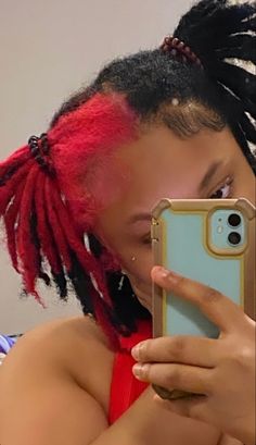 Loc Tips Dyed, Pink Dyed Locs, Red Dyed Locs, Pink And Red Locs Black Women, Ruby Red Locs, Cute Chill Outfits, Dyed Hair Inspiration, Chill Outfits, Locs Hairstyles