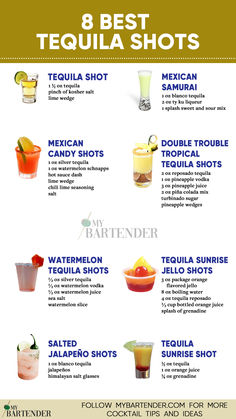 Tequila Shots Best Tequila Shots, Tequila Shot Recipes, Shots With Tequila, Shot Recipes Tequila, Drinks With Tequila Easy, Alcoholic Drinks With Tequila, Drinks Alcohol Recipes Tequila, Tequila Shots Recipes, Cocktails With Tequila