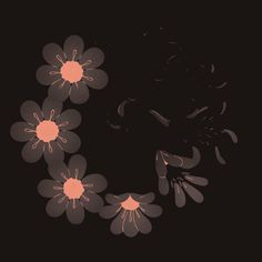 the letter c is made up of flowers on a black background with an orange center