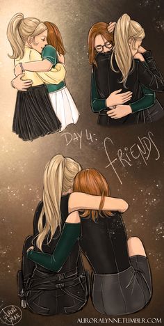 Chlo�é Week, Day 4: Friends, by Aurora Lynne I had to work on one of my favorite friendships, of course. Sabrina is always there for Choé and they know they can count on each other, even though they work on different parts of the organization. Once... 가족 일러스트, Friends Sketch, Photos Bff, Best Friend Drawings, Best Friends Cartoon, Friends Illustration, Bff Drawings, Friend Cartoon