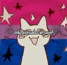 an image of a cat with stars in the background that says only sexuals can save