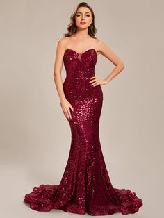 Length: Floor length. Sleeve Style: Sleeveless. Closure: It is Concealed a Zipper Up The Back. Fabric:The garment comprises Sequin. Stretch: Fabric is high stretch. Sondra Celli, Sequin Mermaid Prom Dress, Thanksgiving Dressing, Prom Dress Burgundy, Mermaid Prom Dress, Umgee Dress, Sequin Prom Dress, Prom Dresses For Sale, Mermaid Prom Dresses