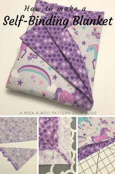 how to make a self - binding blanket with free pattern and instructions for making it