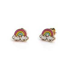 Mix and match these fun earrings! Stud Earrings Material: gold plating & pave glass crystals Posts are titanium Walmart Earrings, Cute Earrings Aesthetic, Vsco Jewelry, Aesthetic Earrings, Earrings Aesthetic, Gift Box Design, Cute Rainbow, Earrings Colorful, Cute Gift Boxes