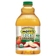 a bottle of toddler's juice with apples