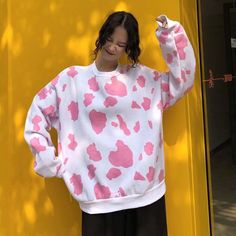 Shipping from the US. Easy 30 day return policy, 100% cotton, Double-needle neck, sleeves and hem; Roomy Unisex Fit. Aesthetic Hoodies, Baby Tees Y2k, Y2k Baby Tee, Cow Pattern, Pink Sweatshirt, Cow Print, Kawaii Fashion, Grunge Fashion, Y2k Fashion