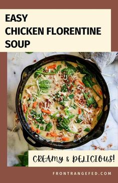 Cozy up with a bowl of Chicken Florentine Soup – a creamy, rich blend of chicken, spinach, and veggies in a savory garlic broth. This easy, low-carb recipe is perfect for chilly nights and cold-weather cravings. Deliciously healthy and comforting, it's a must-try cold weather soup! Find this and more easy soup recipes at www.frontrangefed.com.