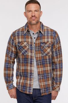 Hit the woodshop, explore a mountain town, or relax with friends—it's all easy in the Deer Lodge plaid shirt. Made from 100% cotton that's been indigo dyed and ozone washed for a unique hi-lo coloring, it's the perfect light layer to pair with your favorite t-shirts and worn-in jeans. With burnished rim button closures. Mountain Town, Plaid Shirt, Deer, Casual Button Down Shirt, Work Wear, Men Casual, Plaid, Mens Outfits, Mens Tops