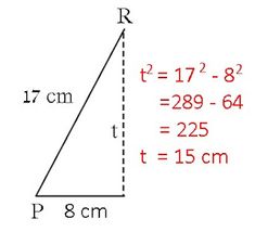 an image of a triangle with the height and area labeled in red, on a white background