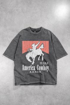 Explore the spirit of the Wild West with our 'Make America Cowboy' collection! Discover American rodeo shirts, country shirts, and cowgirl shirts that embody western style. Whether you're looking for a rugged western shirt or a cowboy graphic tee, find the perfect western gift for horse girls and cowboy enthusiasts alike. Celebrate the cowboy spirit with our collection of cowboy gifts for him!🤠  ✨Comfort Colors: Comfort Colors introduces the "Comfort Colors 1717" garment-dyed t-shirt; a fully c Western T Shirts, Make America Cowboy Again, Cowboy Graphic, Cow Boys, Cowboy Gifts, Country Tees, Western Gifts, Rodeo Shirts, Cowboy Shirt