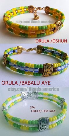 Santeria. Yoruba. tribal amulet 3 Strand wire Bracelet Idde for ORULA & other ORISHAS. IFA I Santeria Beads, Yoruba Deities, Beaded Wrap Bracelets, African Style, Beaded Wraps, Hippie Jewelry, Diy Crafts Jewelry, Wire Bracelet, Metal Wire