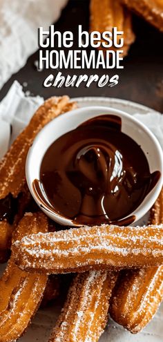 the best homemade churros with chocolate sauce