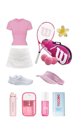 the contents of a woman's tennis outfit are shown