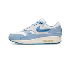 Nike Air Max 1 Premium White/Dutch Blue/Summit White/Dark Marina Blue Size M 7/ Women’s 8.5 Gently Worn (Less Than A Handful Of Times) Blue Nike Air Max For Streetwear With Boost Midsole, Blue Nike Air Max Low-top For Light Sports, Blue Nike Air Max Low-top With Air Cushioning, Blue Low-top Nike Air Max For Light Sports, Blue Low-top Nike Air Max With Air Cushioning, Custom Blue Sneakers With Translucent Outsole For Light Sports, Blue Nike Air Max Low-top, Blue Nike Air Max With Boost Midsole, Blue Nike Air Max Lace-up