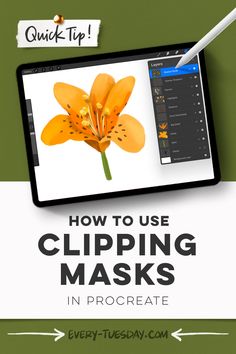 a tablet with the text how to use clipping masks in procreate