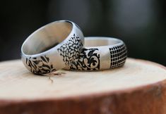 "Suffice your love for rustic design, intricacy and elegance with this silver band ring. A unique textured ring with elaborate details engraved. This handmade ring is perfect for any occasion - wedding, engagement, birthday, anniversary or even just as a casual fashion ring. Product Details: --------------------- *Ring width: 0.4\"/ 1 cm *Ring Size: Please select from the drop-down menu. Why purchase this Textured Silver ring? Artistic and decorative jewelry piece ✅ Ring is expertly handmade wit Rustic Silver Jewelry For Wedding, Bohemian Etched Rings For Wedding, Unique Engraved Ring For Wedding, Unique Engraved Wedding Ring, Unique Wedding Engraved Ring, Unique Engraved Etched Wedding Ring, Unique Engraved Wedding Ring With Etched Design, Bohemian Silver Stackable Rings For Wedding, Artisan Engraved Sterling Silver Wedding Ring