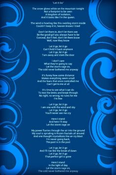 a poem written in blue with swirls on it