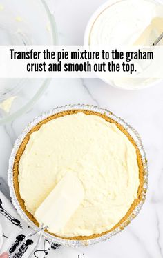 a pie crust and smooth out the top on a marble counter with text overlay