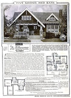 an old house that is featured in the catalog for homes and bath houses, with floor plans