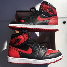 Size 10.5 Vnds Classic Black Jordan Shoes With Contrast Sole, Classic Black Leather Jordan Shoes, Classic Black Sneakers With Red Sole, Custom Black High-top Sneakers With Red Sole, Black High-top Custom Sneakers With Red Sole, Black Leather High-top Sneakers With Red Sole, Jordan 1 Homage, Shoes Jordan 1, Shoes Jordan