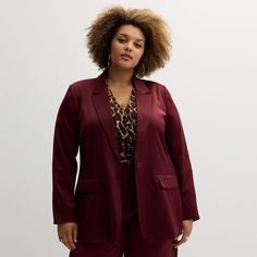 Add a stylish layer to any outfit with this women's long boyfriend blazer by INTEMPO.Click on this WOMEN'S GUIDE to find the perfect fit and more!PRODUCT FEATURES 1-button closure Long sleeves Lined 2 pocketsFIT & SIZING 32-in. approximate length from shoulder to hem Relaxed boyfriend fitFABRIC & CARE Blazer & lining: polyester, spandex Machine wash - Delicate Imported Size: 1X. Color: Burgandy. Gender: female. Age Group: adult. Pattern: Leopard Print. Burgundy Blazer Outfit Woman, Burgundy Blazer Outfit, Burgundy Blazer, Plus Size Swim, Boyfriend Blazer, Boyfriend Fit, Womens Swimwear, Blazer Suit, Womens Clothing Tops