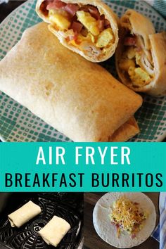 air fryer breakfast burritos on a plate