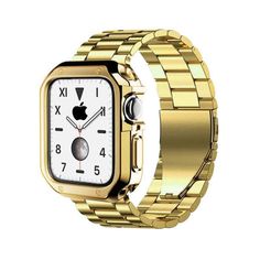 Apple watch Silicone case & stainless Steel band - Gold - Gold & Cherry Apple Watch Stainless Steel, Rose Gold Apple Watch, Smart Watch Apple, Apple Watch 1, Apple Watch Series 2, Apple Watches, Apple Watch Case, Apple Watch Series 3, Apple Watch 38mm