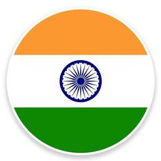 the flag of india on a round sticker with white and green stripes, an orange circle in the center